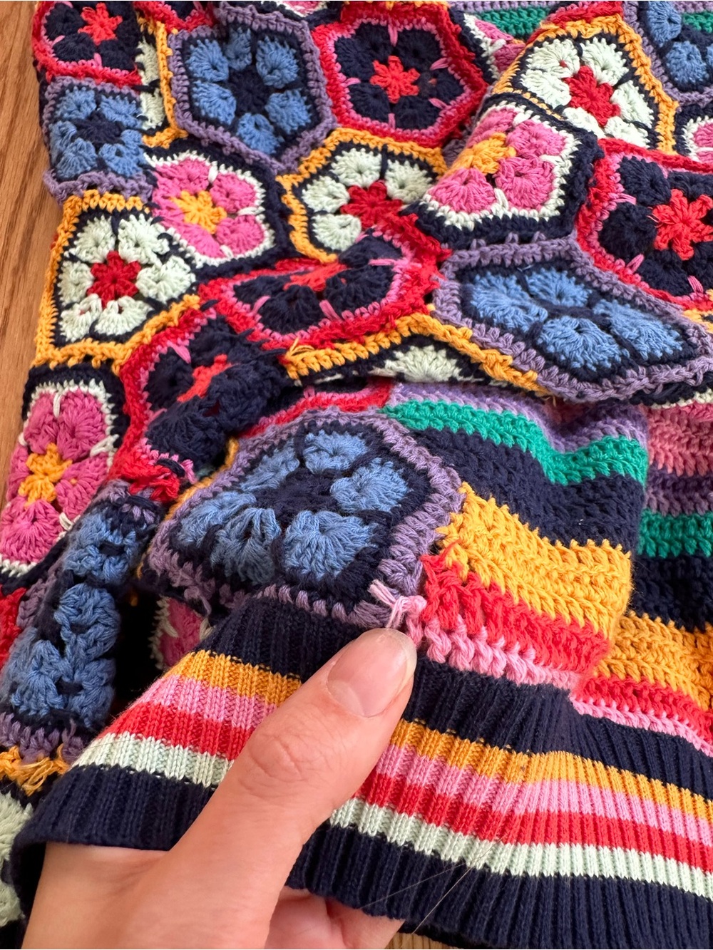 FARM RIO Multicolor Crochet Knit Balloon Sleeve Sweater - Picture 13 of 13